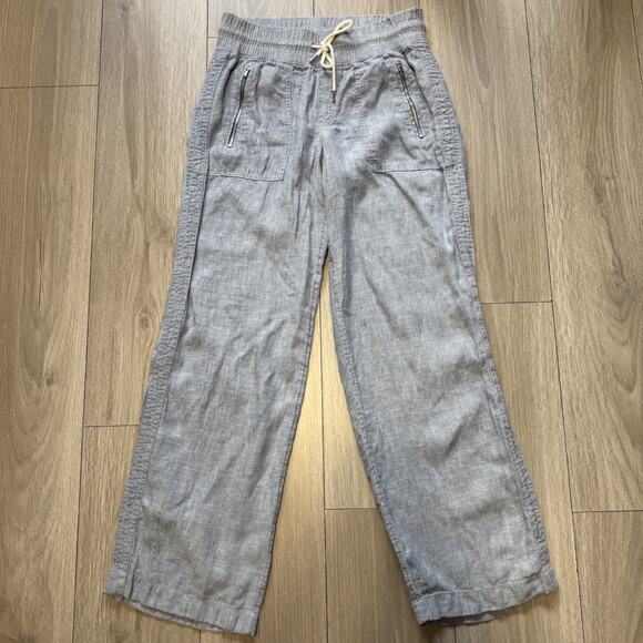 Athleta Cabo 100% Linen Wide Leg Blue Pants Size 6 Comfortable - Picture 1 of 12